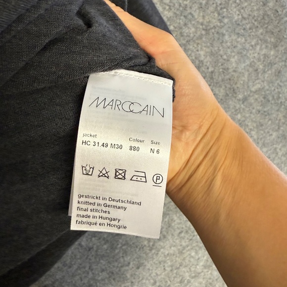 MarcCain Gray Women’s Virgin Wool Blend Lace Detail Cardigan Size 6 - Picture 10 of 14